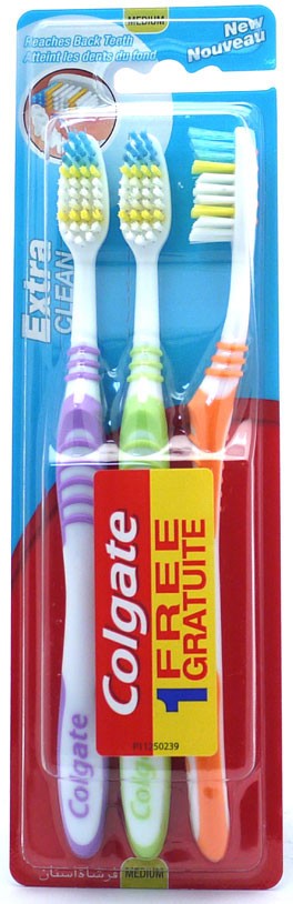 Colgate Extra Clean Toothbrush Bonus Pack, 3 ct