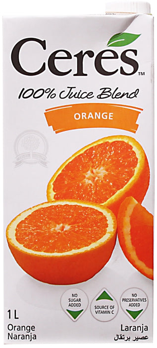 Ceres 100% Orange Juice Blend, No Sugar Added, 1 L