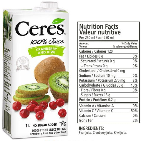 Ceres Cranberry Kiwi Juice, 1 L