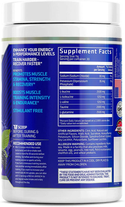 USN BCAA Amino + Supplement, Blue Raspberry Flavor , 330 gr