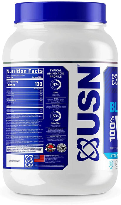 USN Blue Lab 100% Whey Protein Powder, Salted Caramel Flavor, 2 lbs