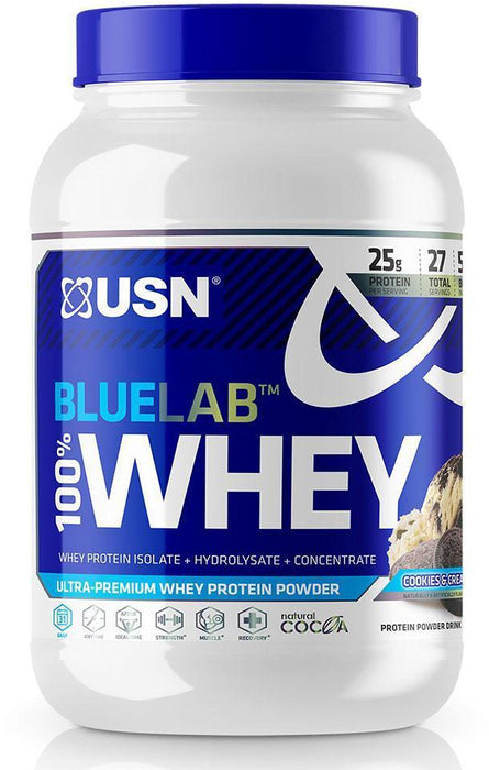 USN Blue Lab 100% Whey Protein Powder, Cookies & Cream Flavor, 2 lbs