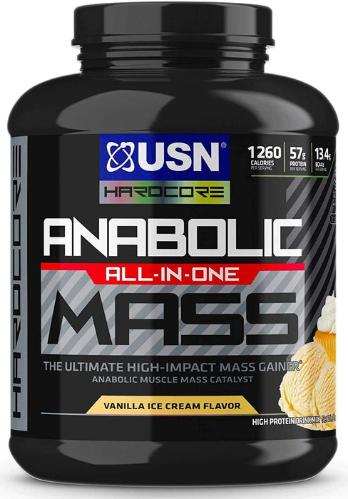 USN Anabaloic All-In-One Mass Gainer Protein Powder, Vanilla Ice Cream Flavor , 6 lbs