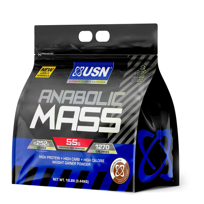 USN Anabolic Mass Weight Gainer Protein Powder, Cookies & Cream Flavor, 12 lbs