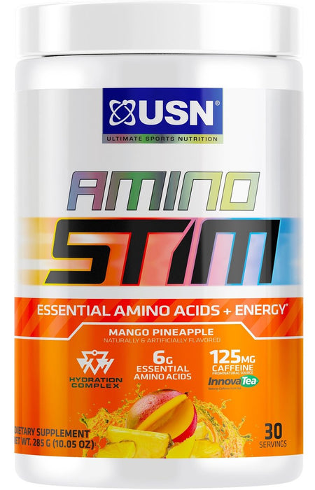 USN Amino Stim Essential Amino Acids + Energy, Mango Pineapple Flavor, 285 gr