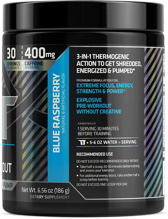 USN 3XT Pump 3-In-1 Pre-Workout, Blue Raspberry Flavor, 186 gr