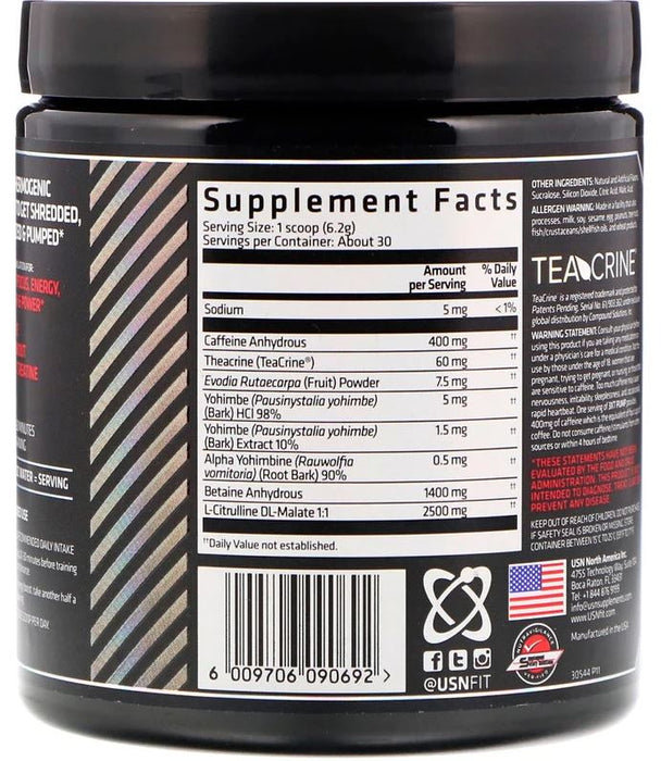 USN 3XT Pump 3-In-1 Pre-Workout, Fruit Punch Flavor, 186 gr