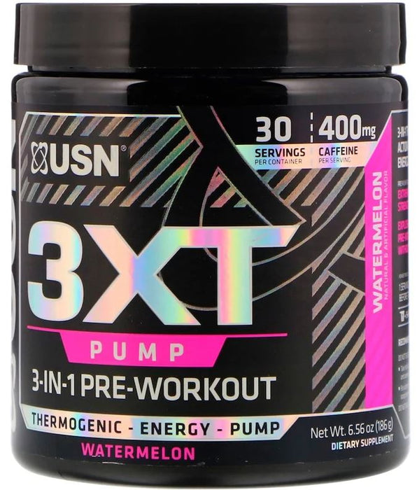 USN 3XT Pump 3-In-1 Pre-Workout, Watermelon Flavor , 186 gr