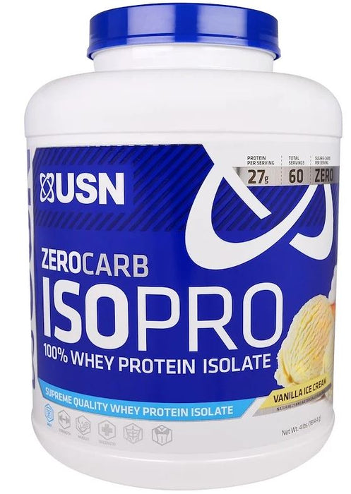 USN Zero Carb Iso Pro Whey Protein Isolate, Vanilla Ice Cream Flavor , 4 lbs