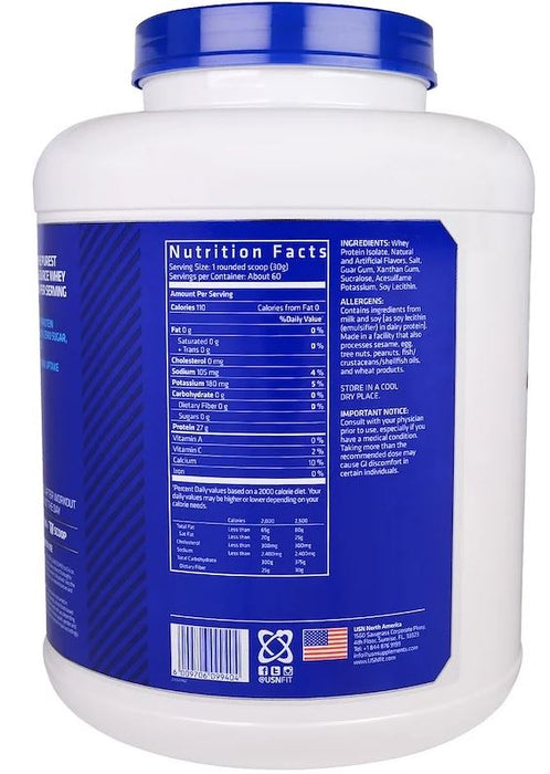 USN Zero Carb Iso Pro Whey Protein Isolate, Vanilla Ice Cream Flavor , 4 lbs