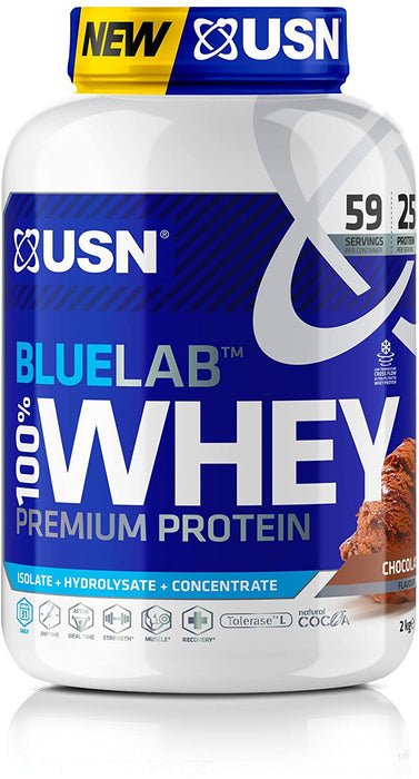 USN Blue Lab 100% Whey Premium Protein Powder, Chocolate Flavor, 4.5 lbs