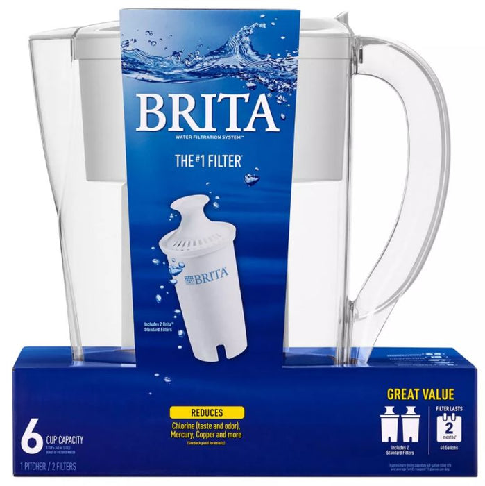 Brita Space Saver 6-Cup Pitcher With 2 Filters , 3 pcs