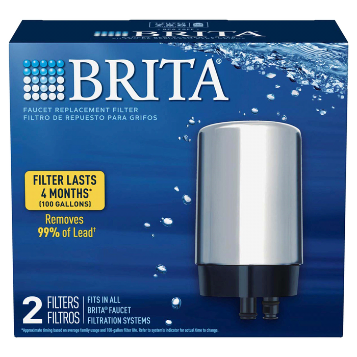 Brita Chrome Tape Water Filtration System Replacement Faucet Filters, 2-Pack, 2 ct