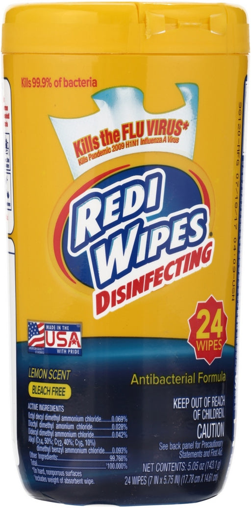 Redi Wipes Disinfecting, Lemon, 24 ct