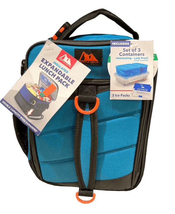 Arctic Zone Expandable Lunch Pack, Teal/Orange, 1 ct