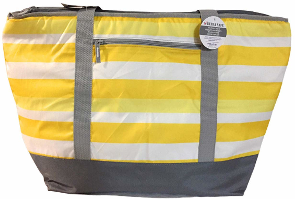 Arctic Zone Insulated Mega Tote, Yellow Stripes, 12 gl