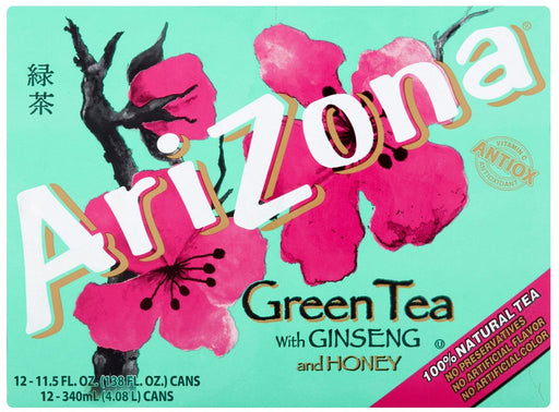 AriZona Green Tea with Ginseng and Honey, Value Pack, 12 x 11.5 oz