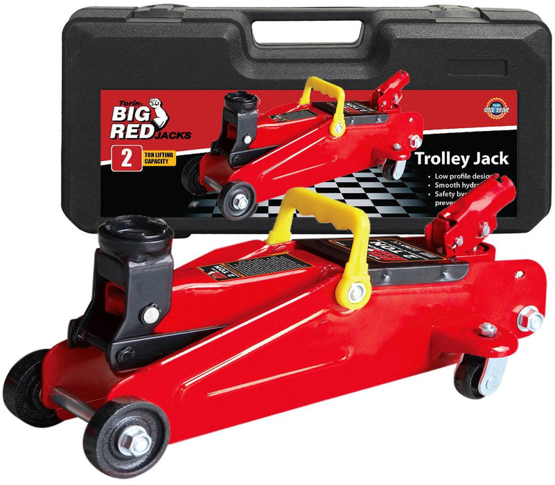 Torin Big Red Hydraulic Swivel Trolley Floor Jack With Carry Case, 2 ton