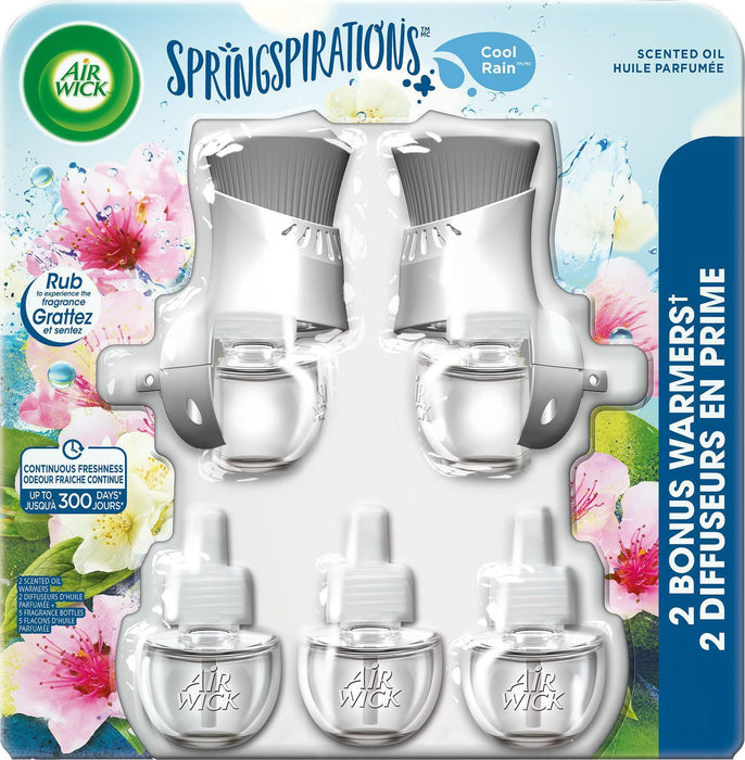 Air Wick Springspirations Scented Oil Kit, Cool Rain, 7 pcs