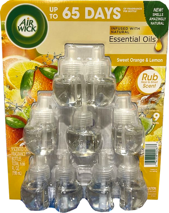 Air Wick Essential Oils Refills, Sweet Orange & Lemon Scent , 9 ct