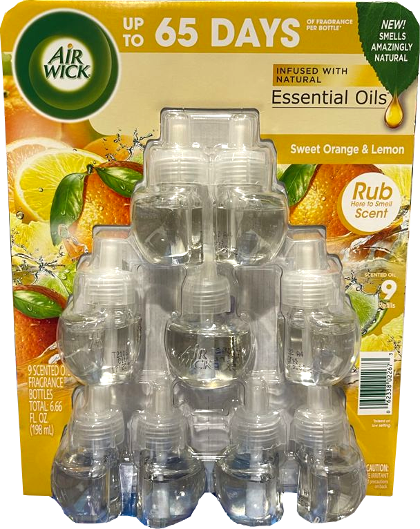 Air Wick Essential Oils Refills, Sweet Orange & Lemon Scent , 9 ct