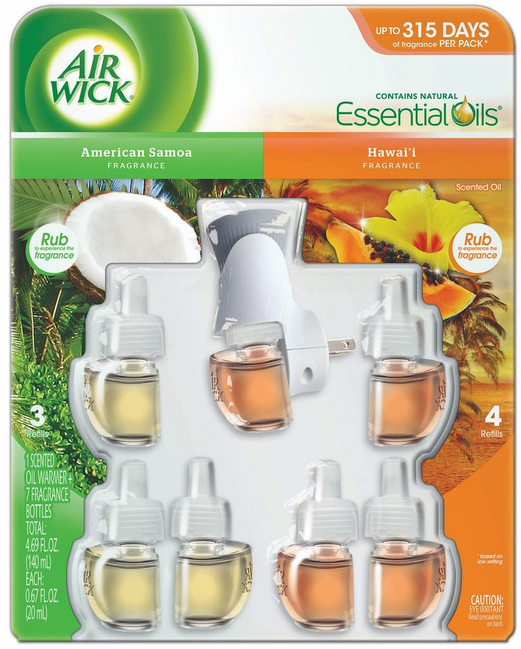 Air Wick Scented Oil Kit, American Samoa and Hawaii Fragrances, 8 ct