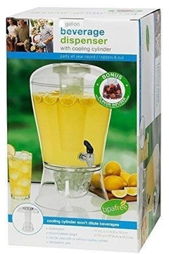 Summer Beverage Dispenser with Cooling Cylinder and Flavor Infuser, 2 Gallon