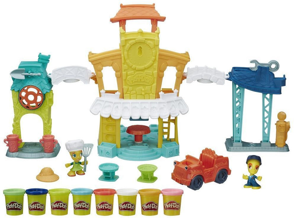 Hasbro Play-Doh 3 in 1 Town Center with 8 Clay Tubs, 