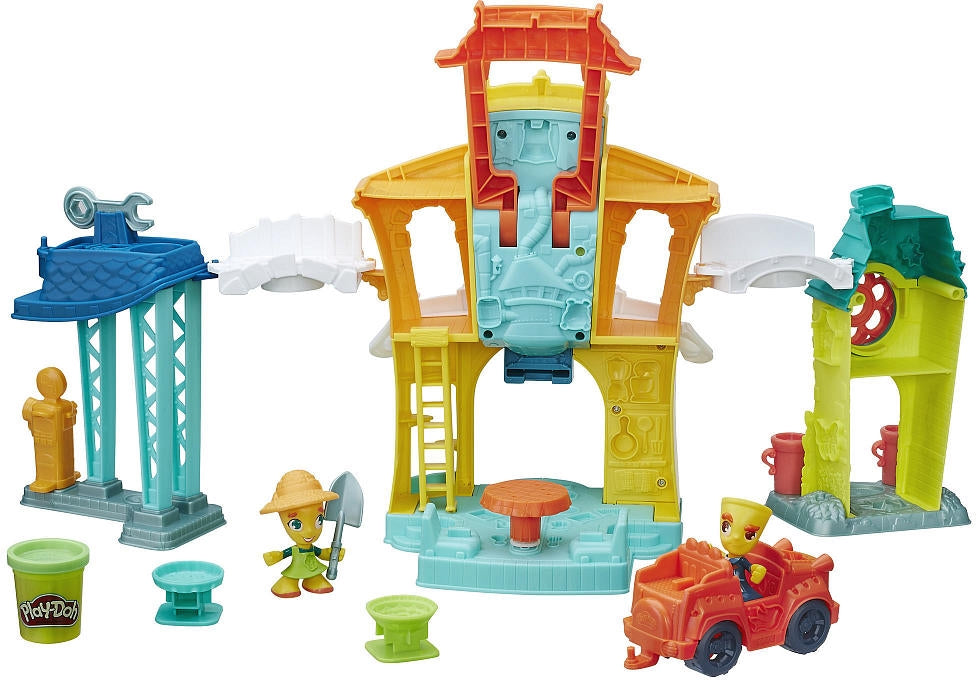 Hasbro Play-Doh 3 in 1 Town Center with 8 Clay Tubs, 