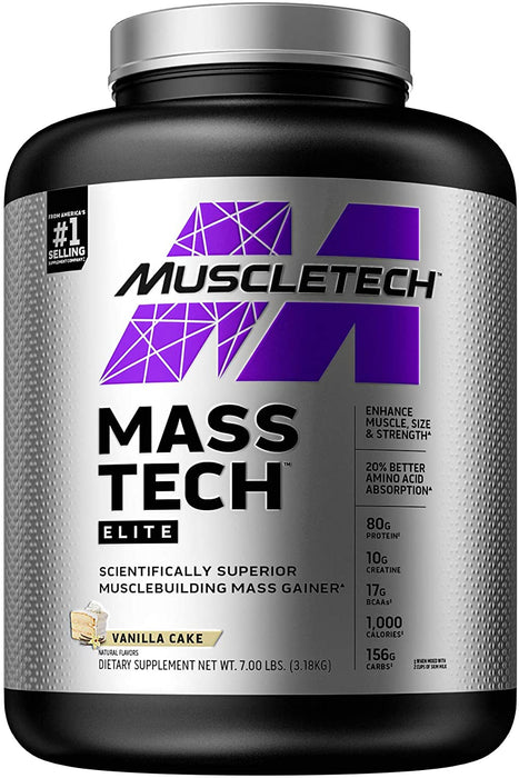 Muscletech Mass-Tech Elite Protein Powder, Vanilla Cake Flavor, 7 lbs