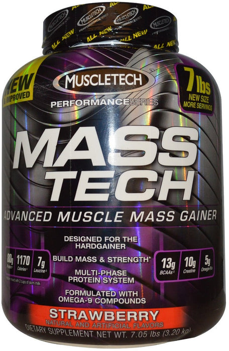 Muscletech Mass-Tech Advanced Muscle Gainer Powder, Strawberry, 7 lbs