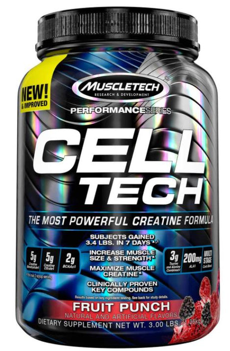 Muscletech Cell Tech Performance Creatine, Fruit Punch Flavor , 3 lbs