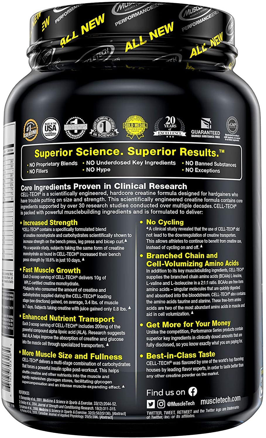 Muscletech Cell Tech Performance Creatine, Fruit Punch Flavor , 3 lbs ...