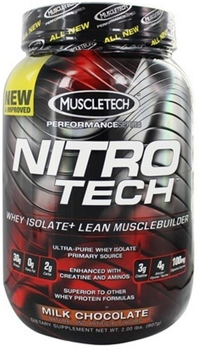 MuscleTech Nitro-Tech Whey protein & Lean Muscle Builder, Milk Chocolate, 2 lbs