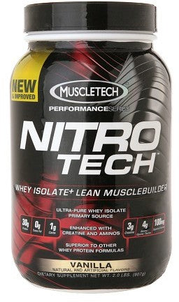 Muscletech Nitro-Tech Whey Isolate and Lean Musclebuilder, Vanilla, 2 lbs