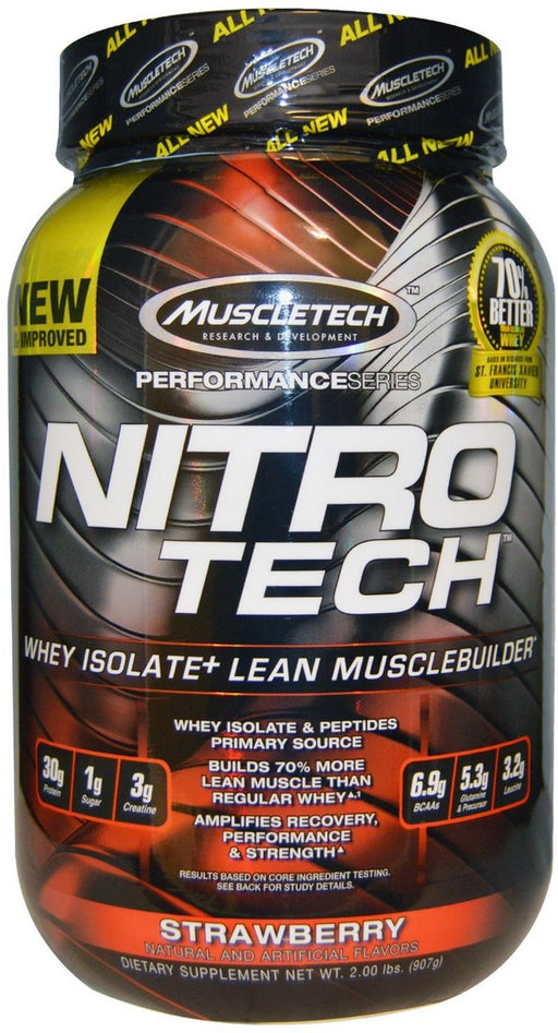 Muscletech Nitro-Tech Whey Isolate and Lean Musclebuilder, Strawberry, 2 lbs