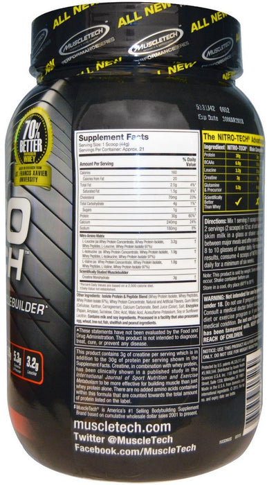 Muscletech Nitro-Tech Whey Isolate and Lean Musclebuilder, Strawberry, 2 lbs