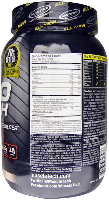 Muscletech Nitro-Tech Whey Isolate and Lean Musclebuilder, Cookies & Cream, 2 lbs