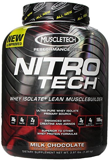 MuscleTech Nitro-Tech Whey protein & Lean Muscle Builder, Milk Chocolate, 4 lbs