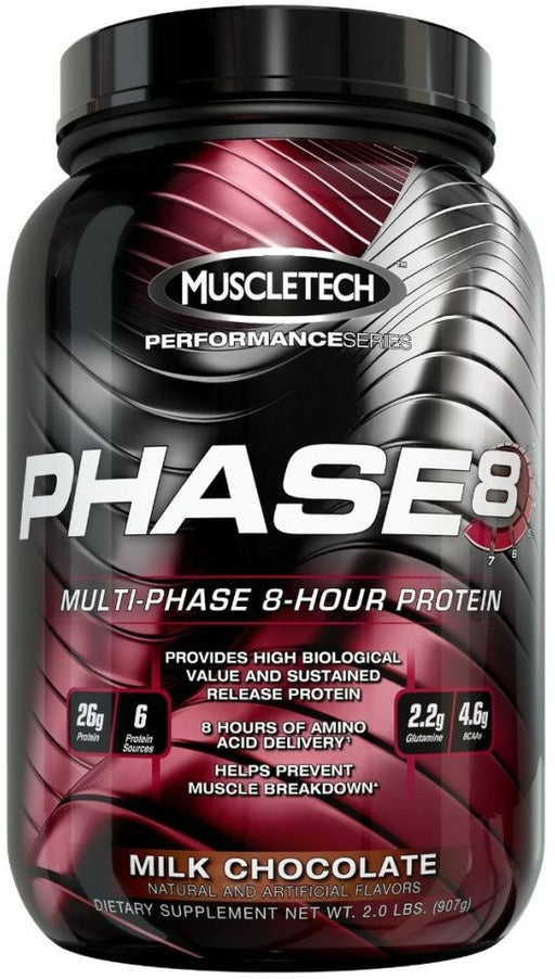 MuscleTech Multi-Phase 8-Hour Protein, Milk Chocolate, 2 lbs