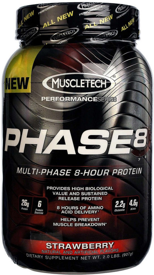 MuscleTech Multi-Phase 8-Hour Protein, Strawberry, 2 lbs