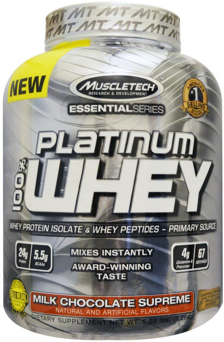 MuscleTech Essential Whey Protein Isolate & Peptides, Milk Chocolate Supreme, 5.03 lbs