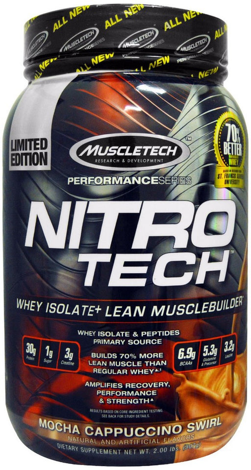 Muscletech Nitro-Tech Whey Isolate and Lean Musclebuilder, Mocha Cappuccino Swirl, Limited Edition, 2 lbs