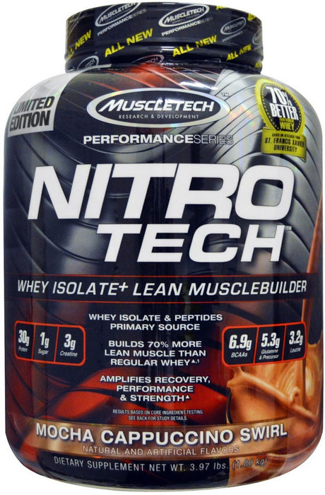 Muscletech Nitro-Tech Whey Isolate and Lean Musclebuilder, Mocha Cappuccino Swirl, Limited Edition, 4 lbs