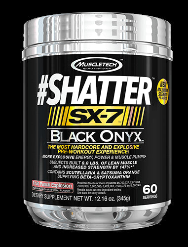 Muscletech Shatter SX-7 Black Onyx Hardcore Explosive Pre-Workout, Fruit Punch Explosion, 345 gr