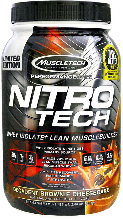 Muscletech Nitro-Tech Whey Isolate and Lean Musclebuilder, Decadent Brownie Cheesecake, Limited Edition, 2 lbs