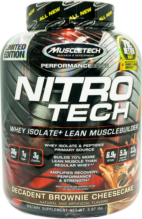 Muscletech Nitro-Tech Whey Isolate and Lean Musclebuilder, Decadent Brownie Cheesecake, Limited Edition, 4 lbs