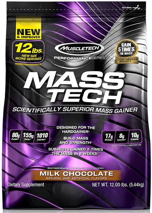 Muscletech Mass-Tech Scientifically Superior Mass Gainer, Chocolate, 12 lbs