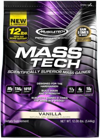 Muscletech Mass-Tech Scientifically Superior Mass Gainer, Vanilla, 12 lbs