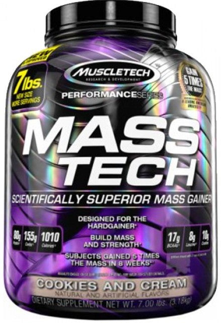 Muscletech Mass-Tech Scientifically Superior Mass Gainer, Cookies and Cream, 7 lbs